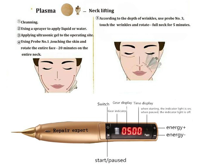 Professional Golden Plasma Pen for Eyelid Lift Wrinkle Removal