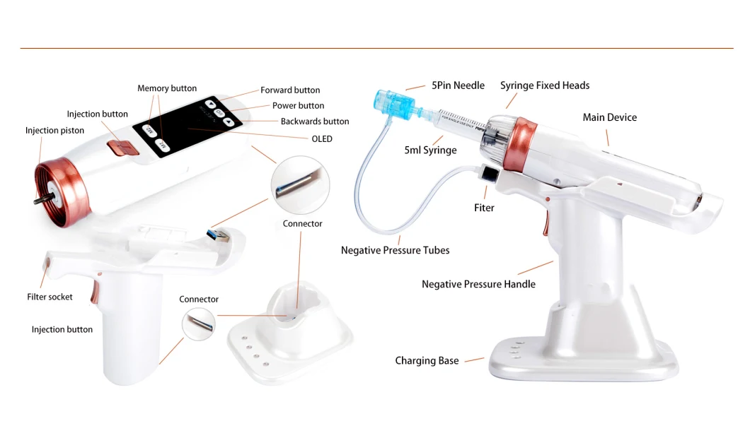 Portable Needle Free Mesotherapy Gun Water Injection Pistor Ez Mesogun Vital Injector