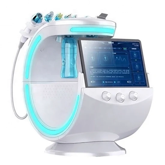 Portable 7in1 Hydra Aqua Peel Smart Ice Blue RF Radiofrequency Skin Scrubber Beauty Machine with Skin Analyzer